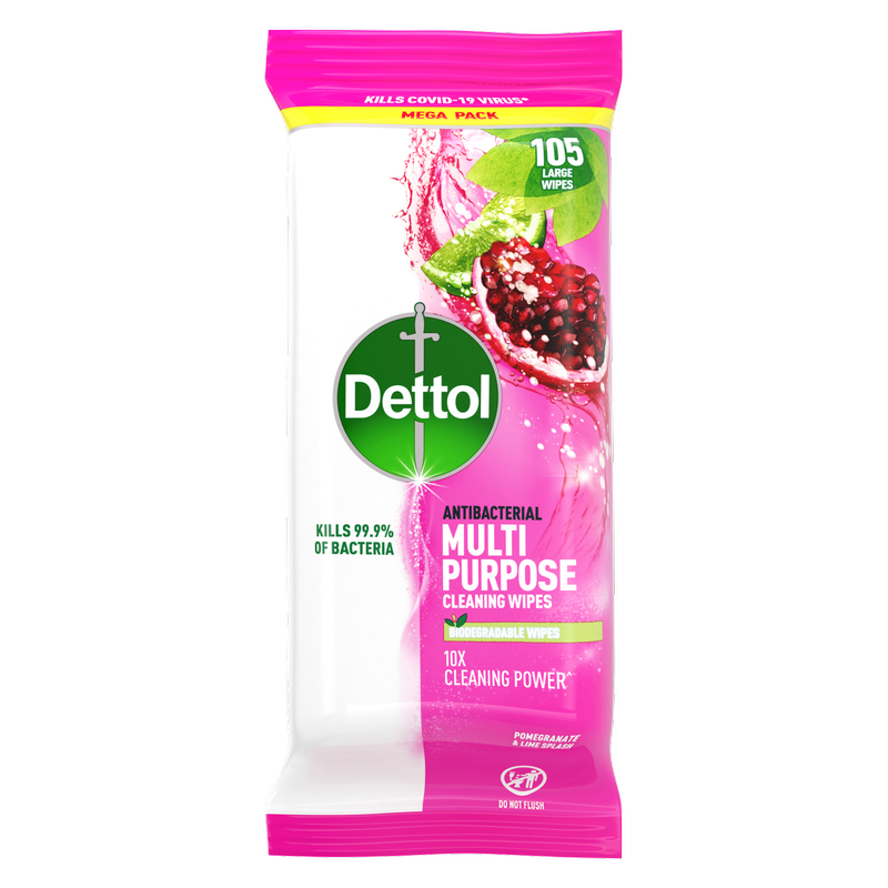 Dettol Multipurpose Cleaning Wipes Pomegranate, 105pcs