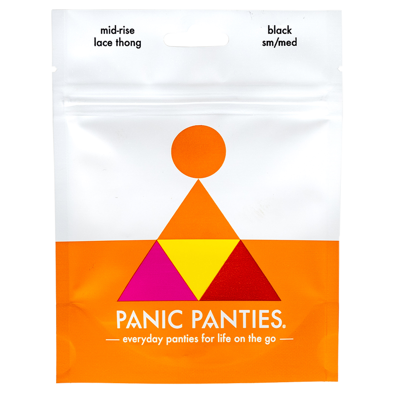 Panic Panties Underwear S/M Black Lace Thong