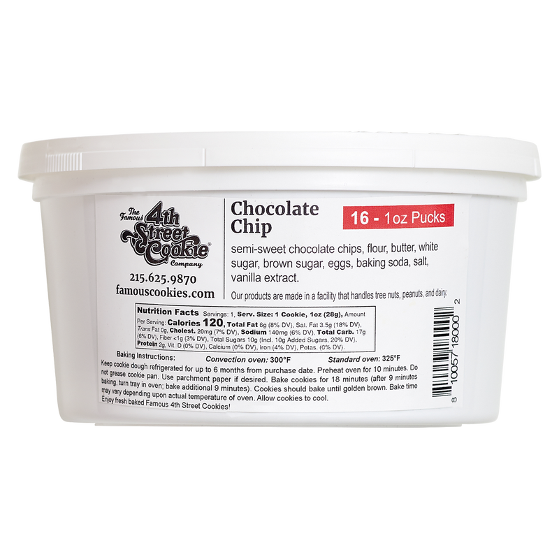 Famous 4th Street Cookie Company Frozen Chocolate Chip Cookie Dough Tub - 16oz