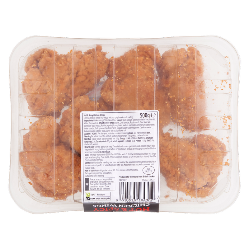 Morrisons Hot & Spicy Chicken Wings, 500g