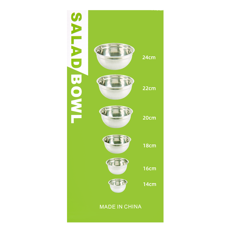 6 Piece Stainless Steel Salad, Mixing, Nesting Bowls Set