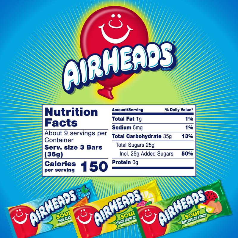 Mini Airheads Assorted Sours Bag, 12oz