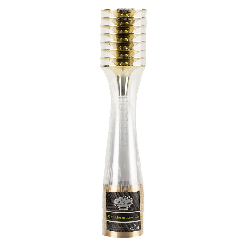 Champagne ​Flutes Clear & Gold 8ct