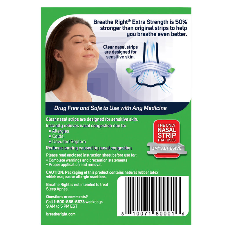 Breathe Right Extra Strength Clear Nasal Strips 26ct