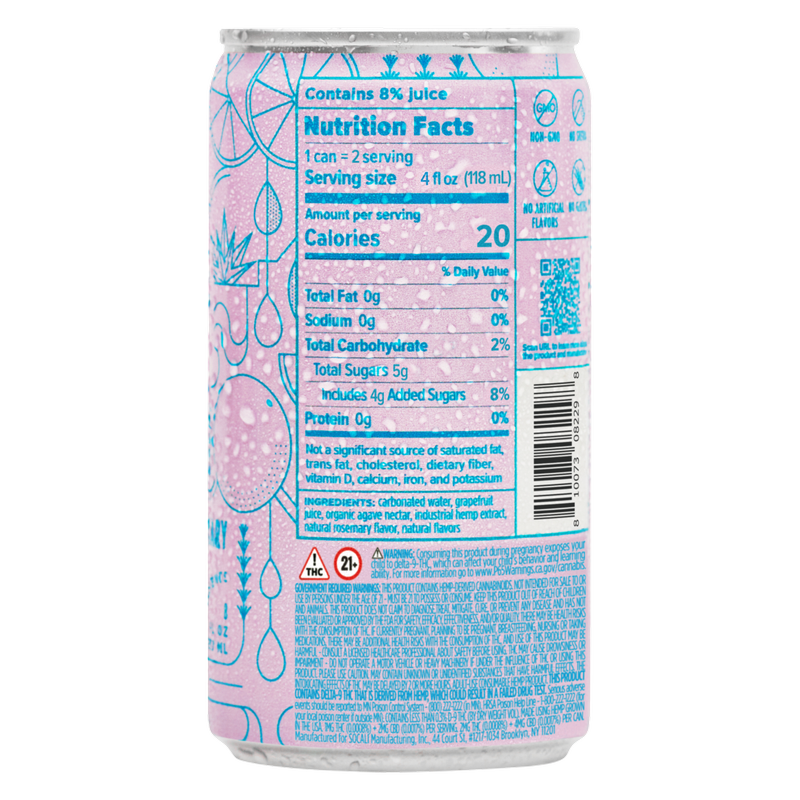 Cann Grapefruit Rosemary 2mg THC 4mg CBD Seltzer 6pk 8oz Can