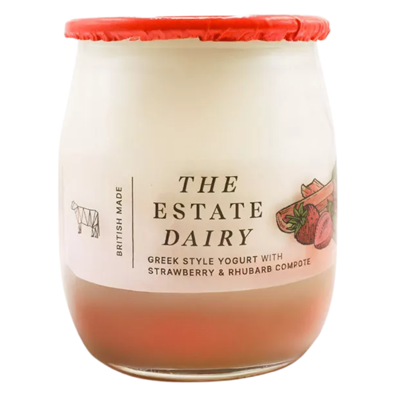 The Estate Dairy Greek Style Yoghurt Strawberry & Rhubarb, 125g