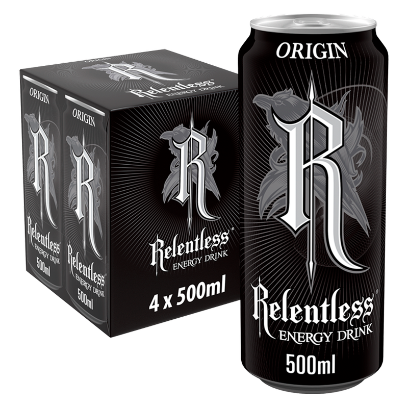 Relentless Origin Energy Drink, 4 x 500ml