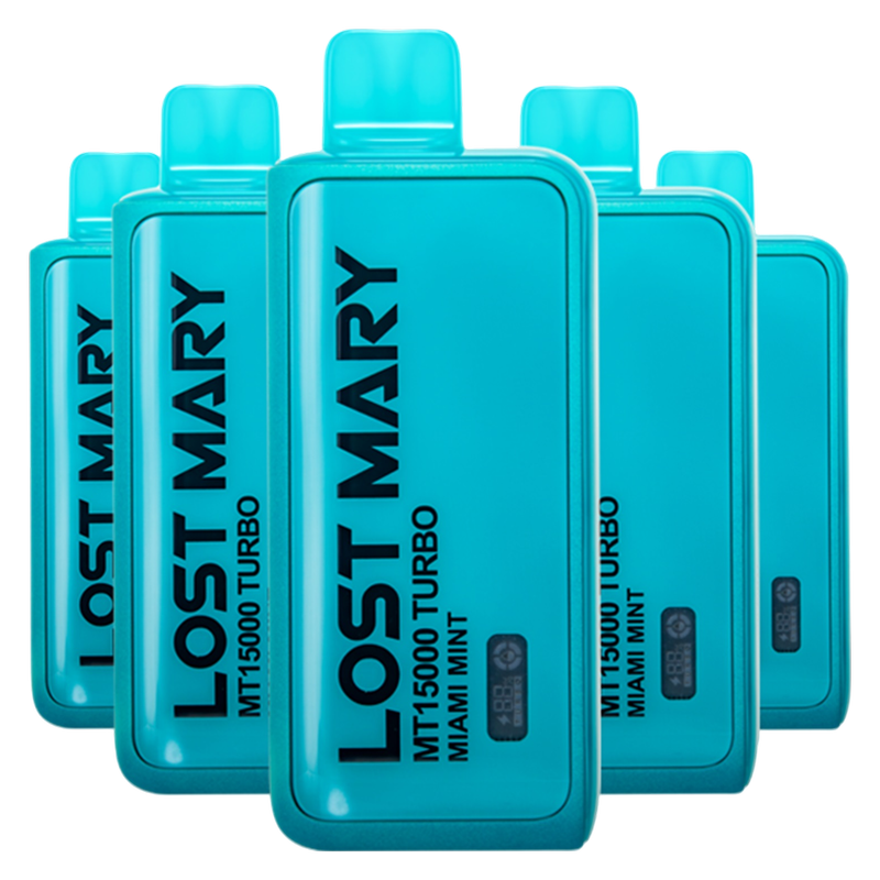 5 Pack Lost Mary Miami Mint MT15000 Turbo Disposable Vape