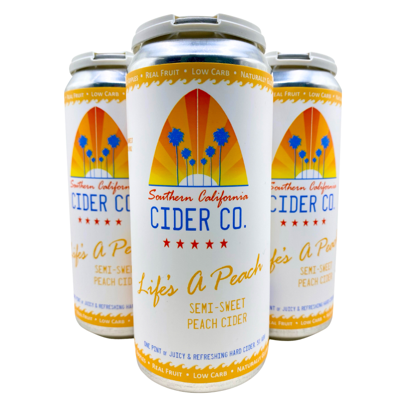 Southern California Cider Life's A Peach - Semi-Sweet Cider 4pk 16oz Can 5% ABV