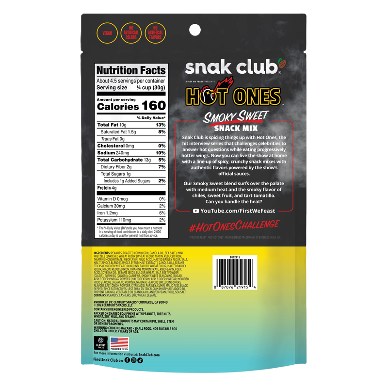 Snak Club Hot Ones Smoky Sweet Snack Mix, 4.5oz