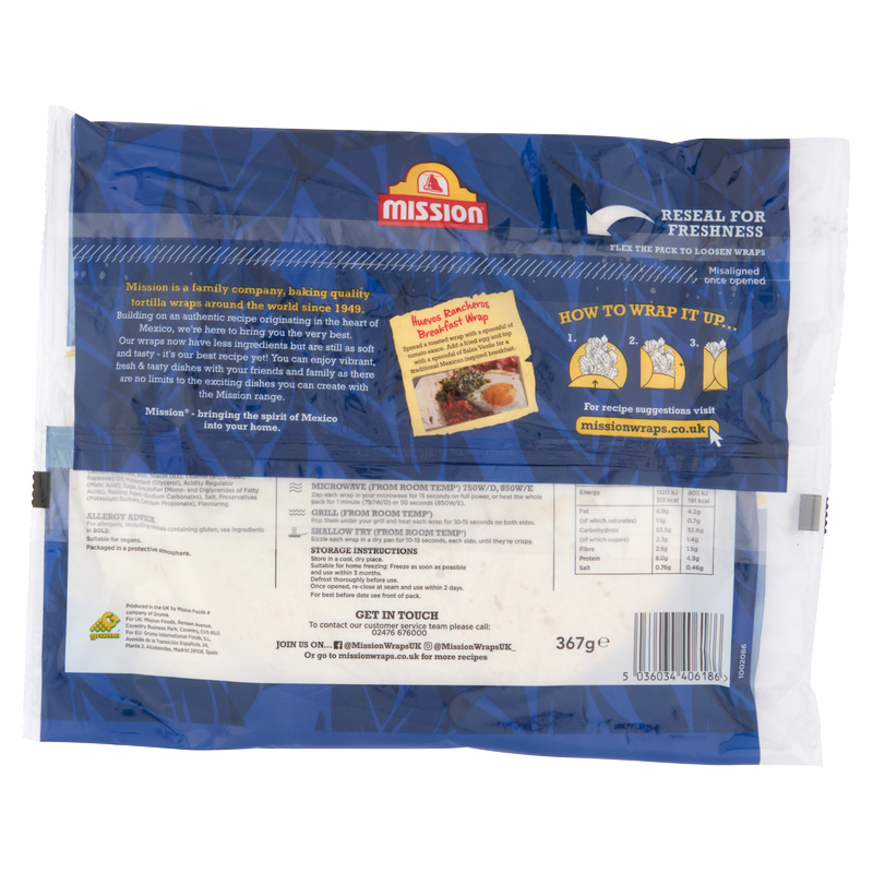 Mission Deli Plain Tortilla Wraps, 6pcs