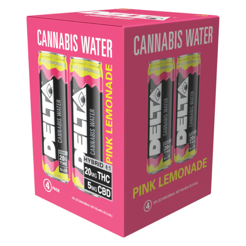 Delta 20mg THC Pink Lemonade Cannabis Water  24pk 12oz Can