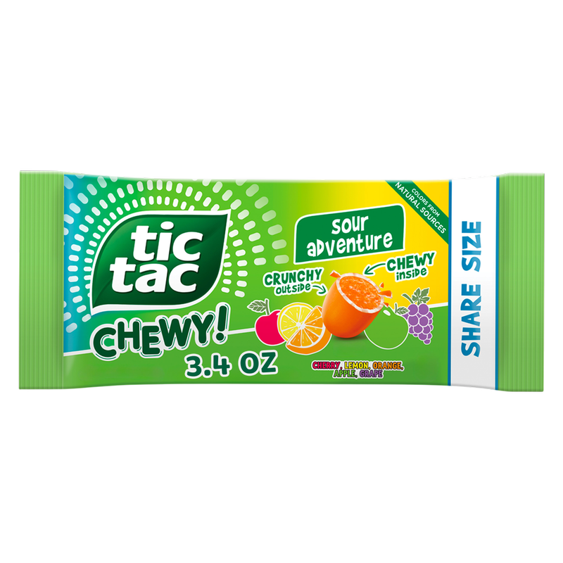 TIC TAC CHEWY! Sour Adventure Candy, Sour Candy, 3.4 oz 