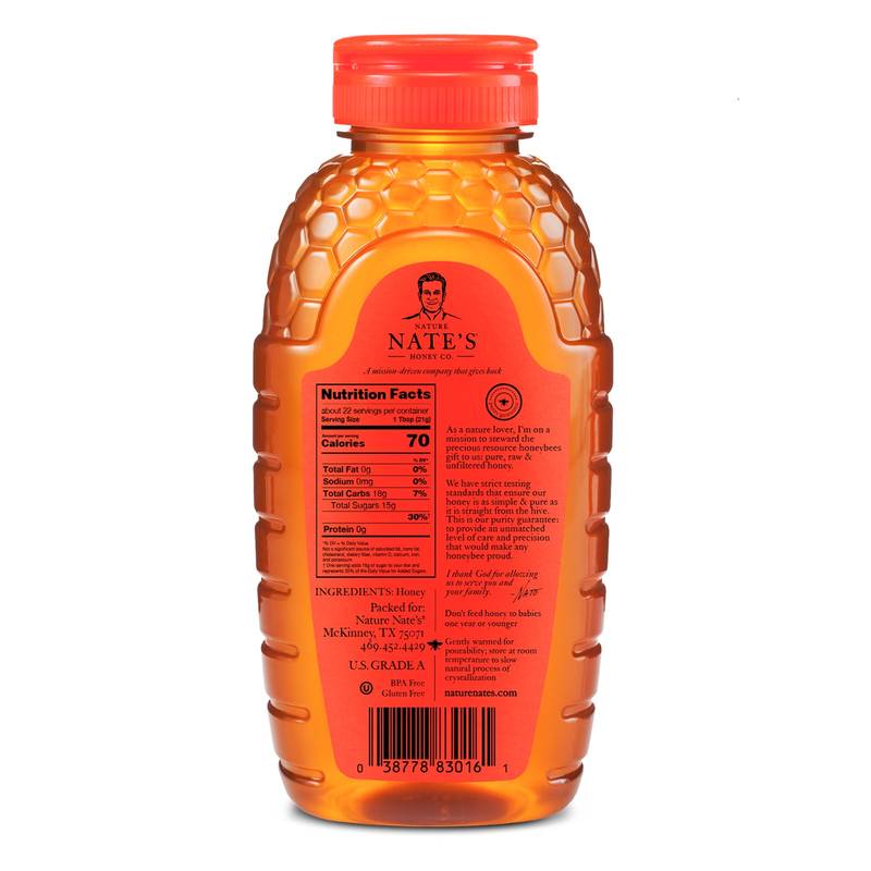 Nature Nate's 100% Pure Raw & Unfiltered Honey, 16oz. 