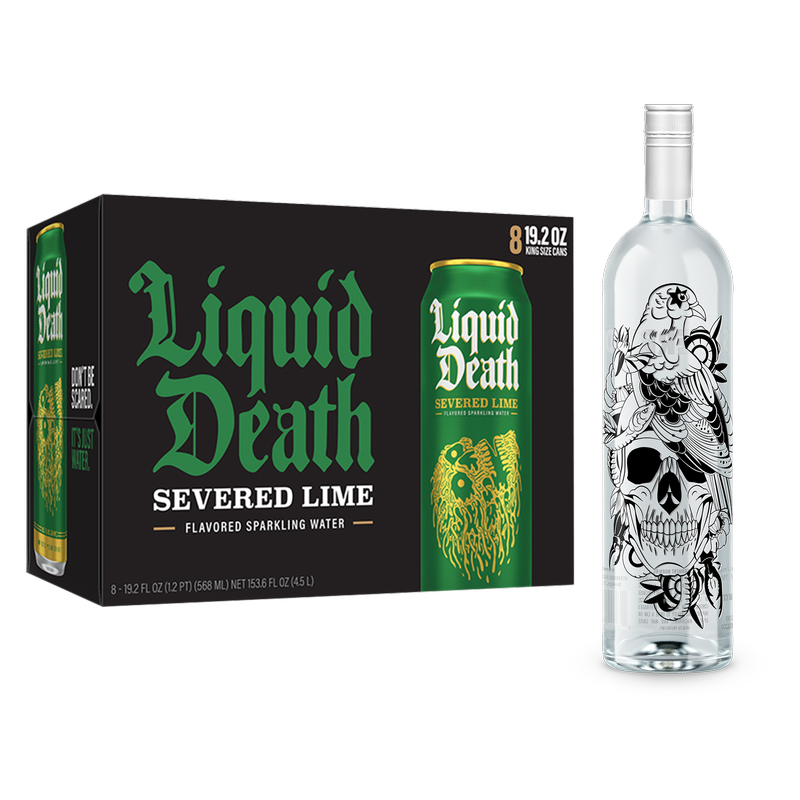 Superbird Blanco Tequila, Liquid Death Severed Lime Sparkling Water 8pk 19.2 oz King Size Cans