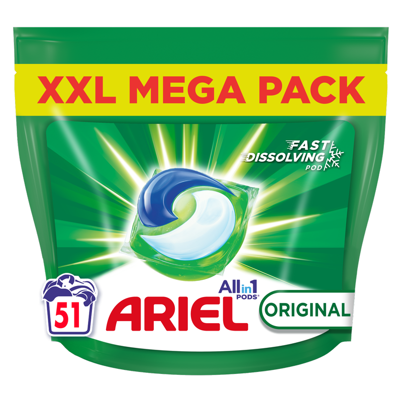 Ariel Original All-In-1 Pods Washing Liquid Capsules, 51pcs