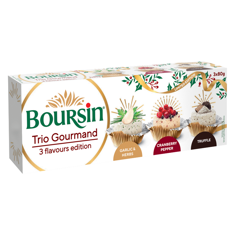 Boursin Trio Gourmand 3-Flavour Assortment, 3 x 80g