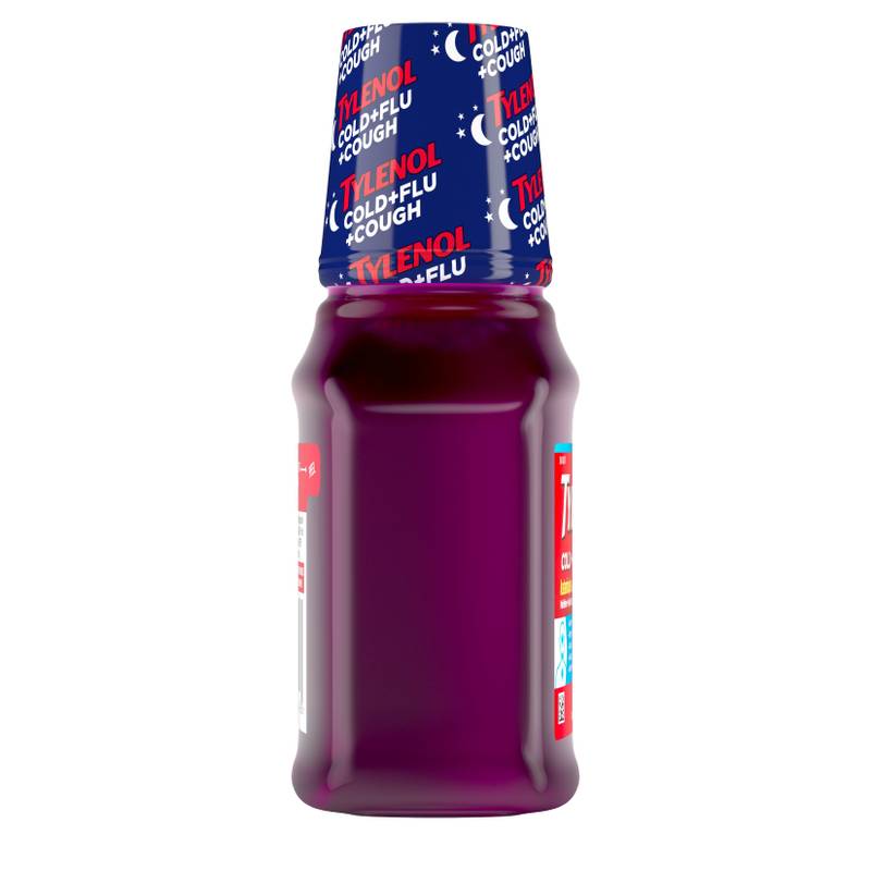 Tylenol Cold + Flu + Cough Night Liquid, Wild Berry Burst, 8 Fl. Oz