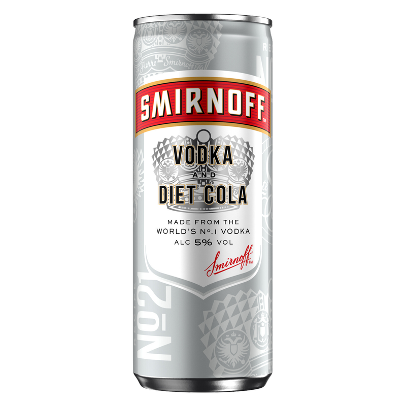 Smirnoff Vodka & Diet Cola, 250ml