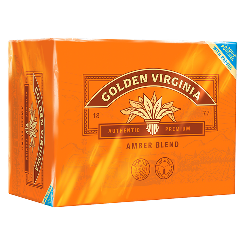 Golden Virginia Amber Rolling Tobacco Includes Cigarette Papers, 30g