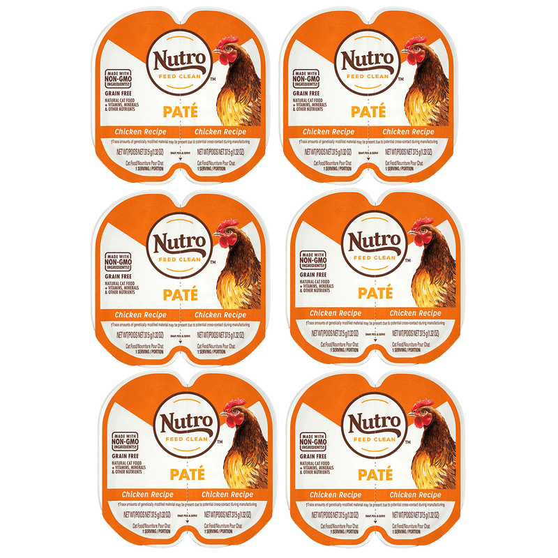 6 Ct Nutro Perfect Portions Trays Grain-Free Pate Real Chicken Recipe Wet Cat Food 2.6oz