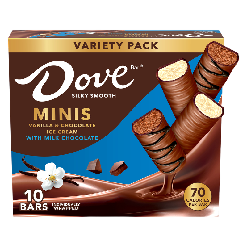 Dove Minis Vanilla & Milk Chocolate Ice Cream Bars, 10ct