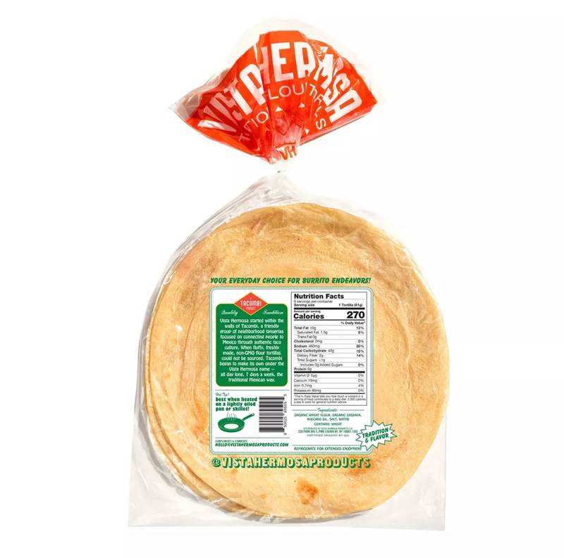 Vista Hermosa Organic Flour Tortillas 10" - 6ct/17oz