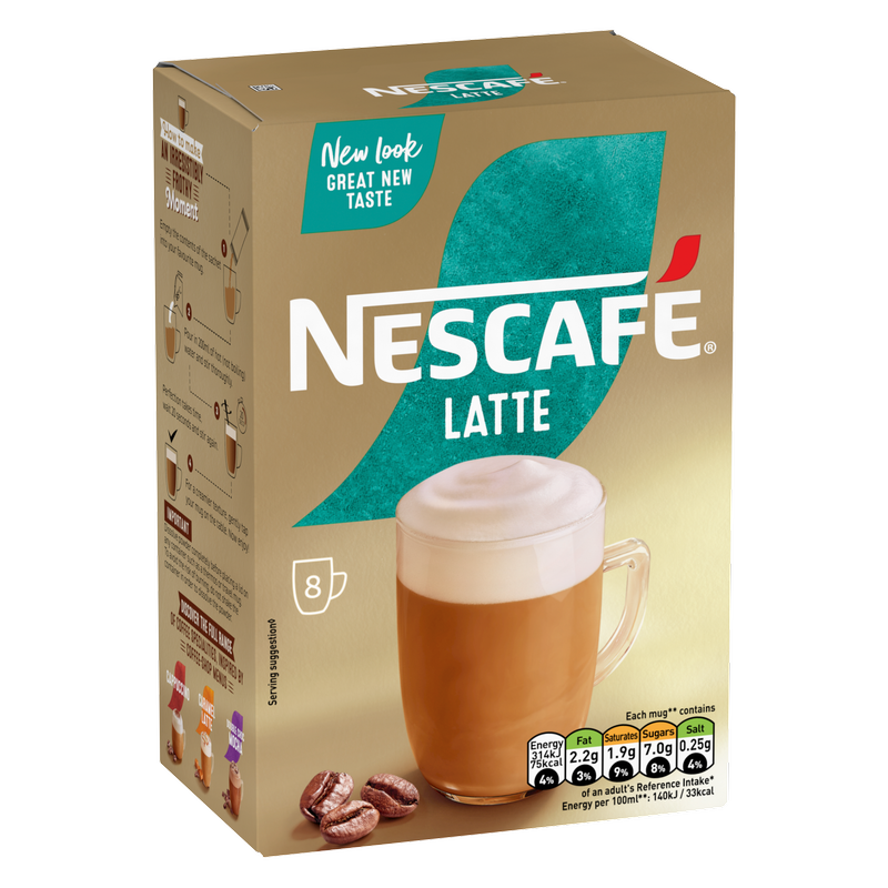 Nescafe Latte Instant Coffee, 8 x 18g