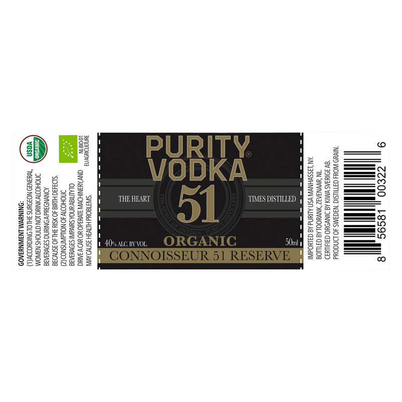 Purity 51 Organic Vodka 50ml (80 Proof)