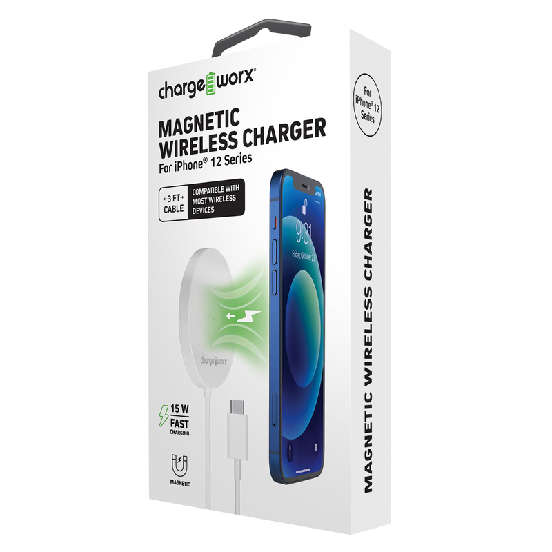Chargeworx iPhone 12 Magnetic Wireless Charger White