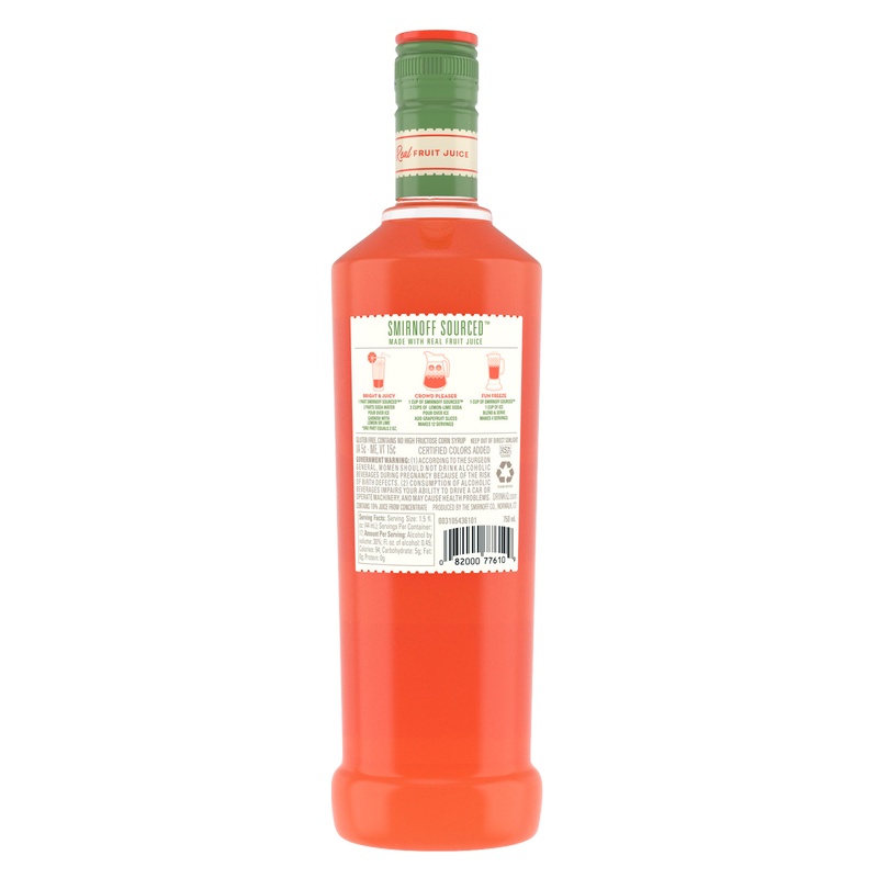 Smirnoff Sourced Ruby Red Grapefruit Vodka 750ml