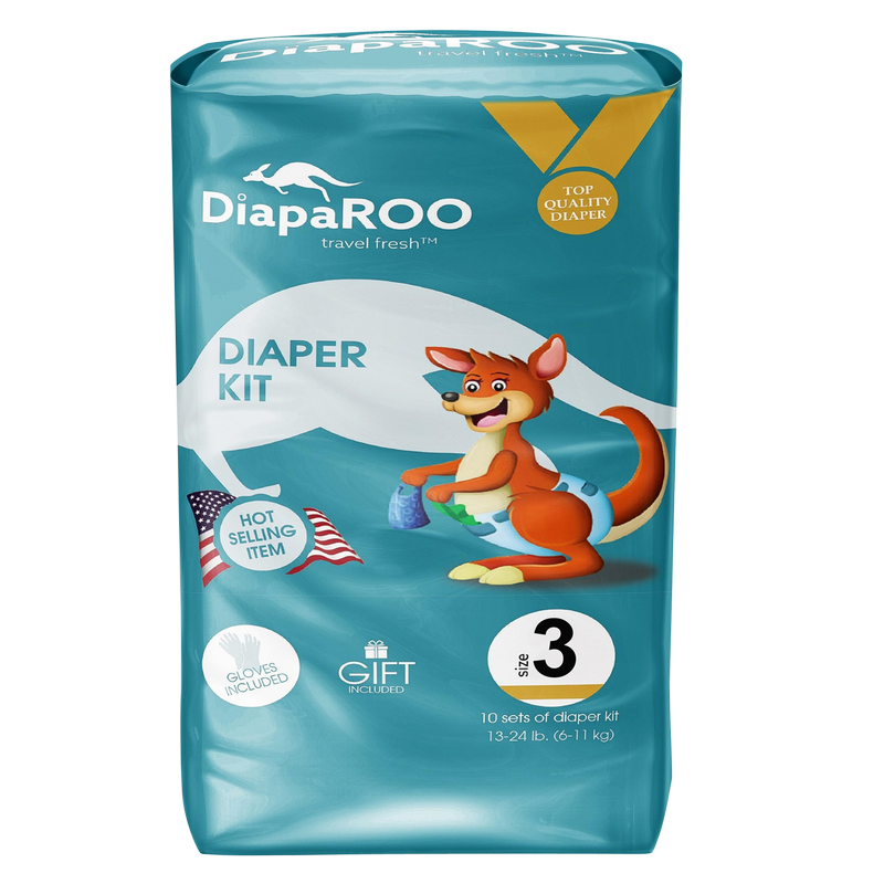 DiapaROO Travel Fresh Diaper Changing Kit Size 3 10ct