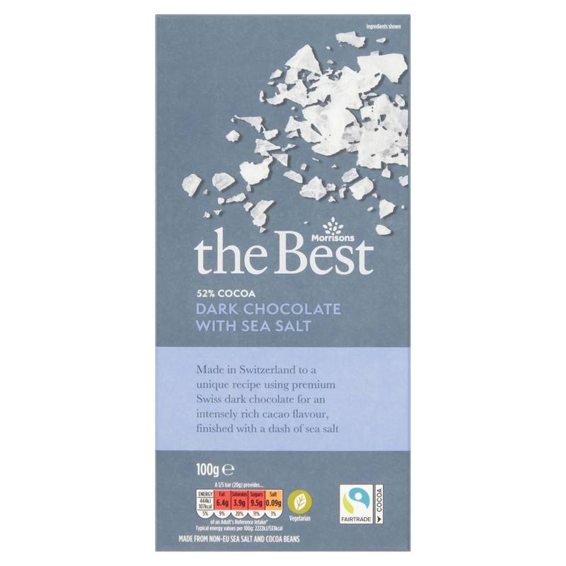 Morrisons The Best 52% Cocoa Dark Chocolate With Sea Salt, 100g