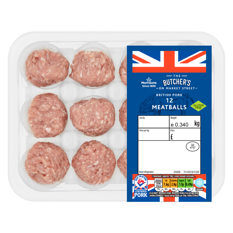 Morrisons 12 British Pork Meatballs, 340g