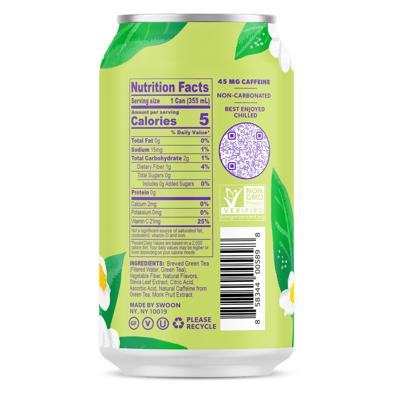 Swoon Zero Sugar Green Tea 12oz Can