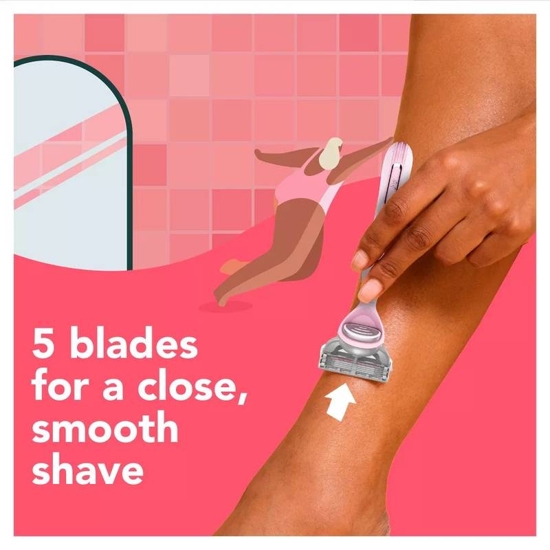 joy Pink Razor Shave Kit, 1 Handle + 2 Razor Blade Refills