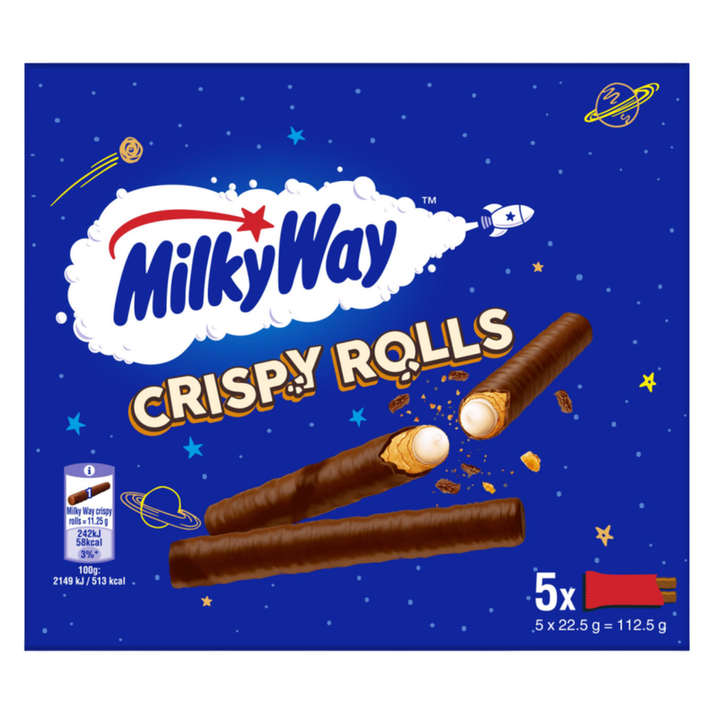 Milky Way Milk Chocolate Crispy Rolls, 5 x 22.5g