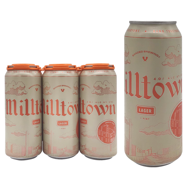 Banded Brewing Milltown Lager 6Pk 16Oz Can 4% Abv
