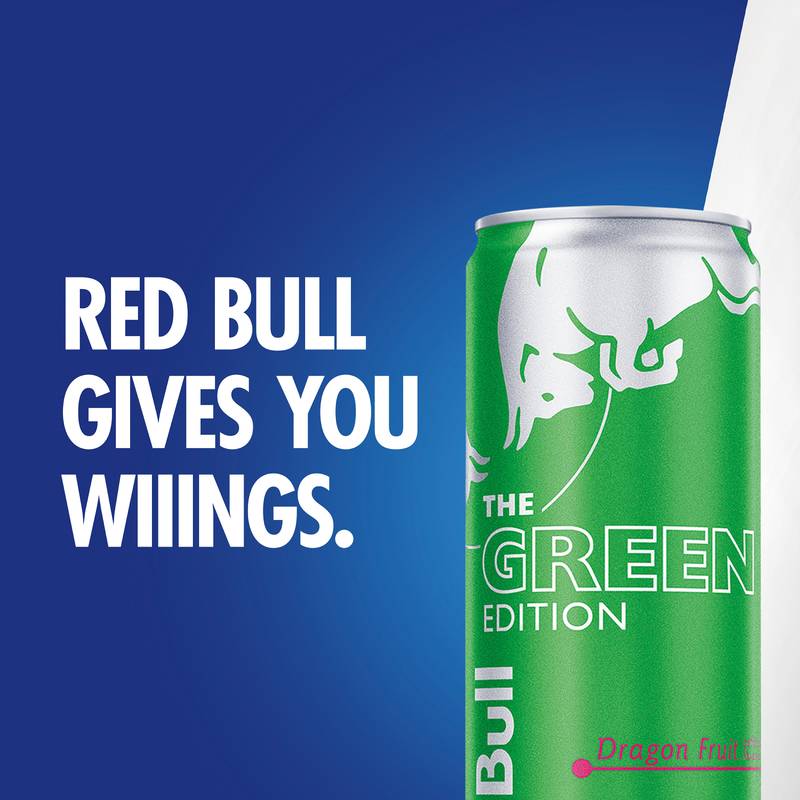 Red Bull Energy Drink The Green Edition Dragon Fruit 24pk 12oz Can- XL