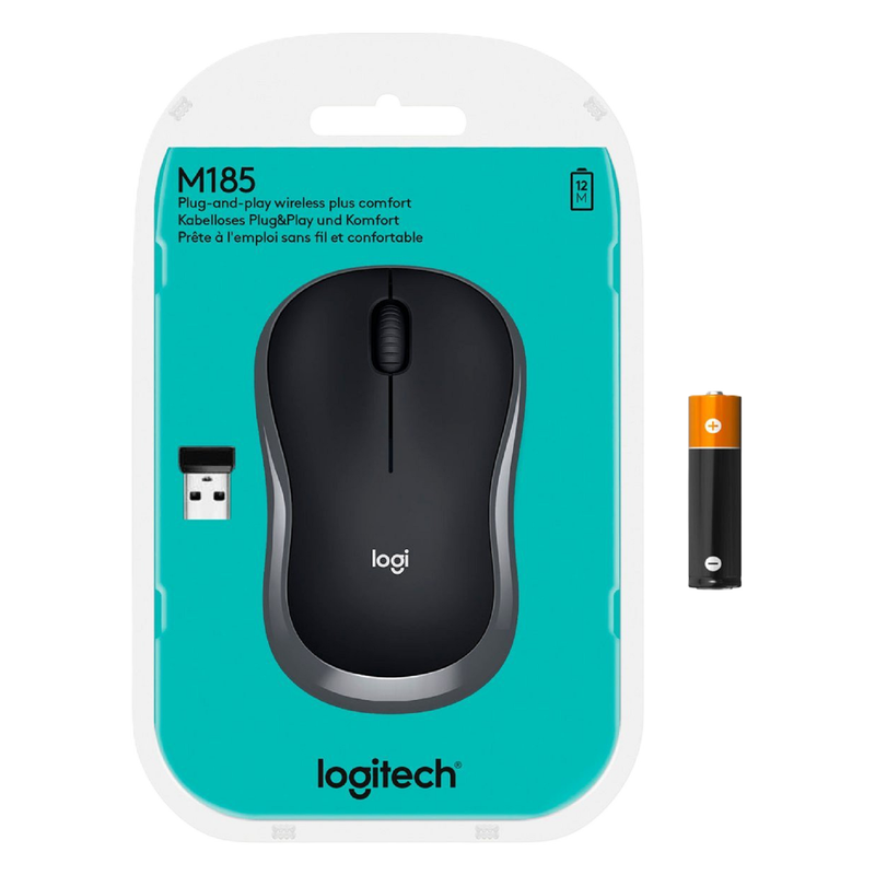 Logitech M185 Black Wireless Computer Mouse