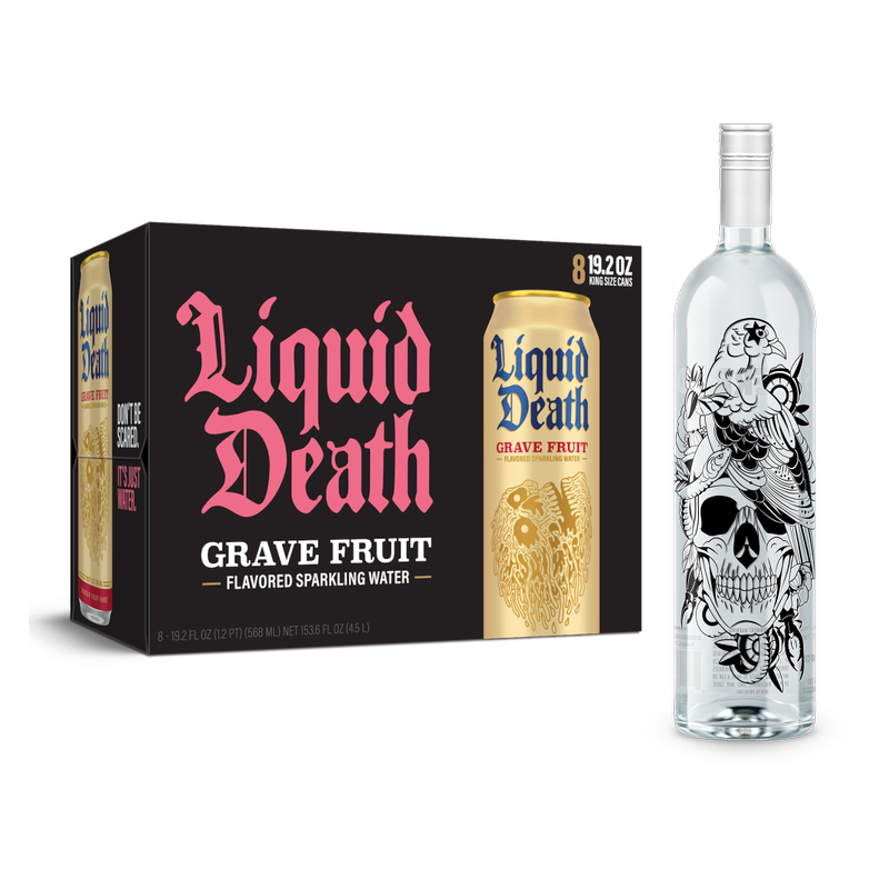 Superbird Blanco Tequila, Liquid Death Grave Fruit Sparkling Water 8pk 19.2 oz King Sized Cans