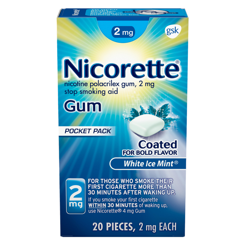 Nicorette White Ice Mint Nicotine Gum to Stop Smoking 20ct 2mg