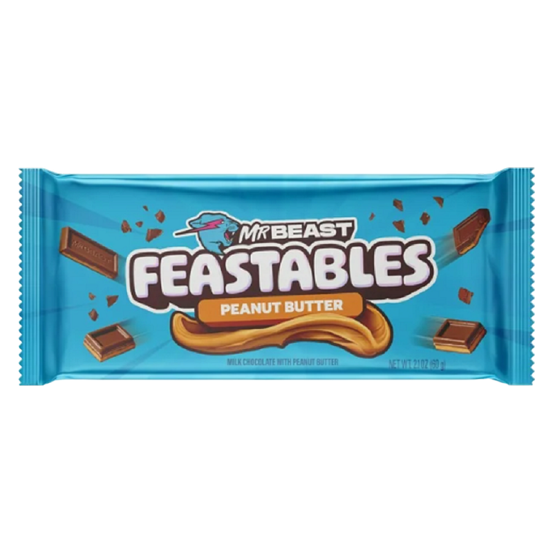 Feastables Peanut Butter Milk Chocolate Bar, 2.1 oz