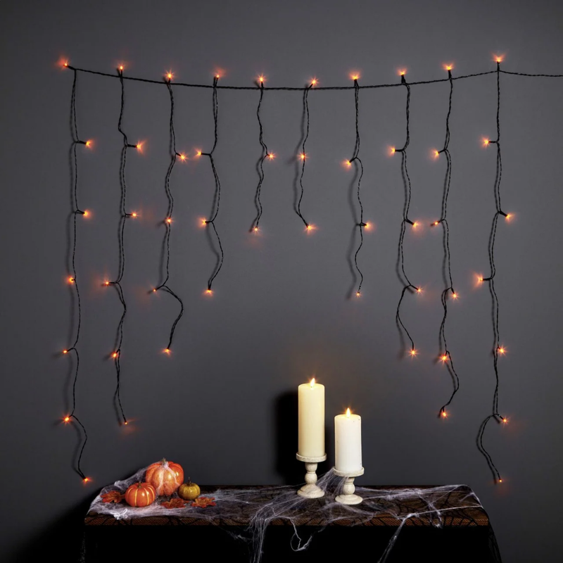 Morrisons Halloween 50 Led Curtain Lights - Orange, 1pcs