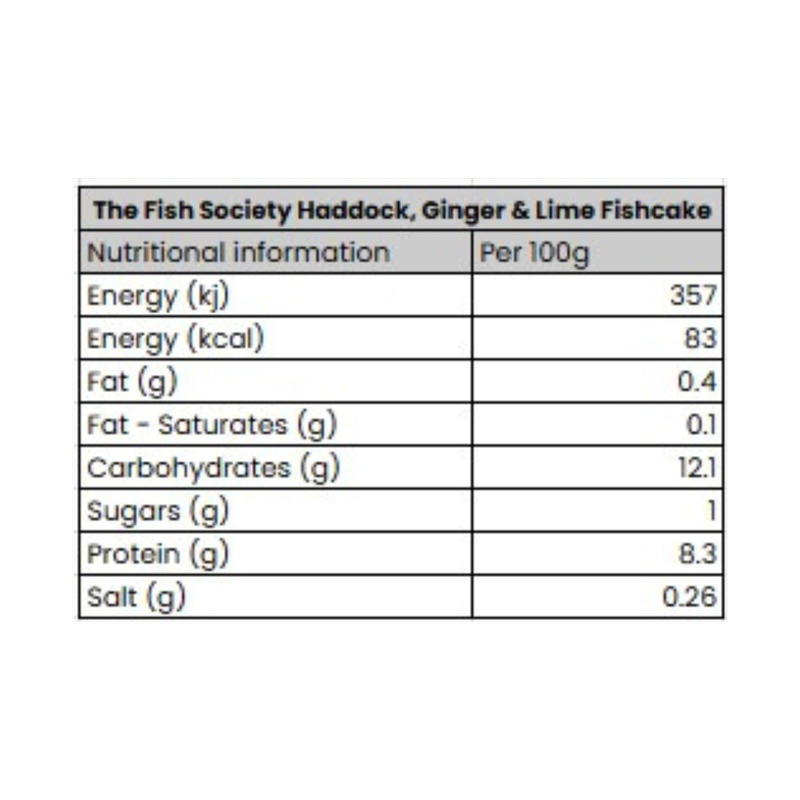 The Fish Society Haddock, Ginger & Lime Fishcakes , 200g