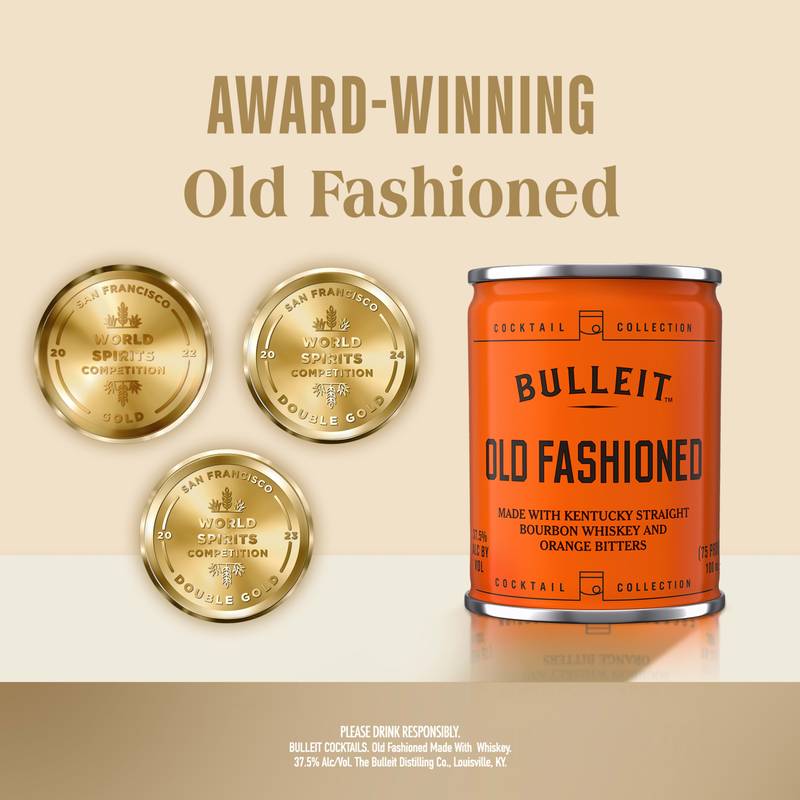 Bulleit Old Fashioned Cocktail, 100 mL Cans, 4 Pack