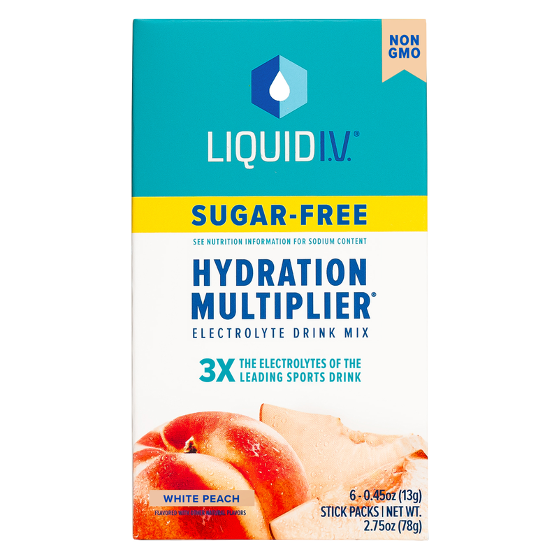 Liquid I.V. Hydration Multiplier Electrolyte Drink Mix Powder Sugar Free Peach 6 ct Box
