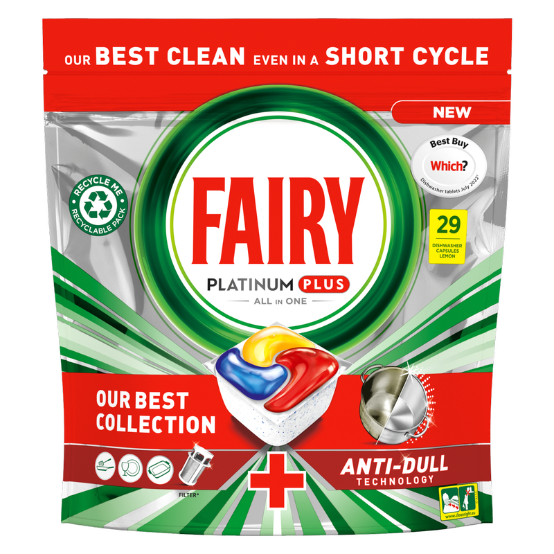 Fairy Platinum Plus Dishwasher Tablets Lemon, 29pcs
