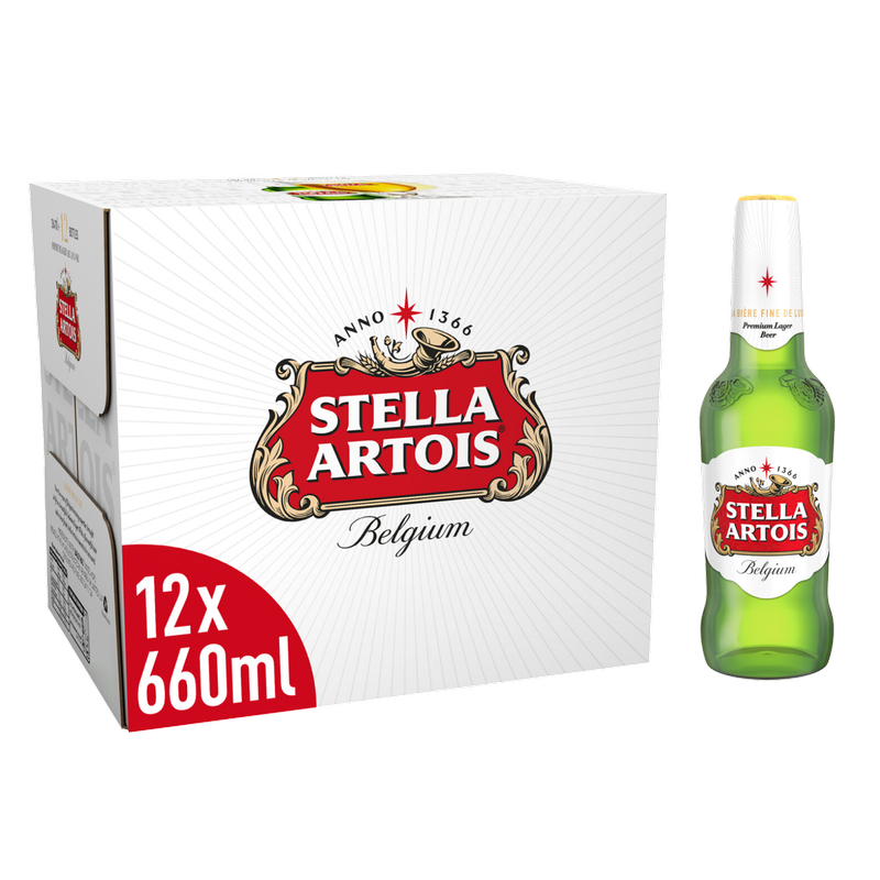 Stella Artois Belgium Premium Lager Beer, 660ml