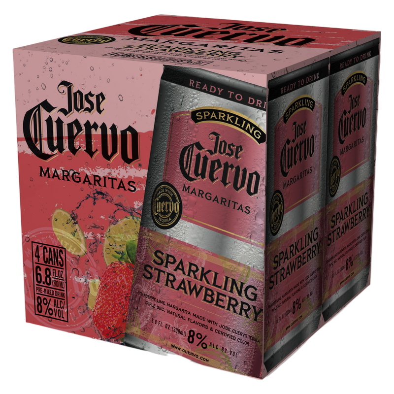 Jose Cuervo Sparkling Margarita Strawberry 4pk 200ml Can 8% ABV